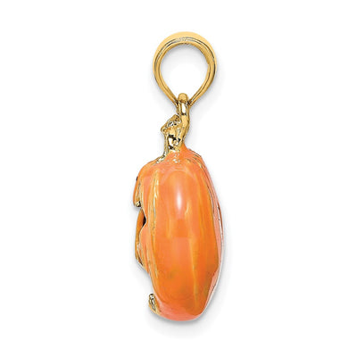 14K 3-D Enameled Pumpkin w/Black Cat and Moon Charm
