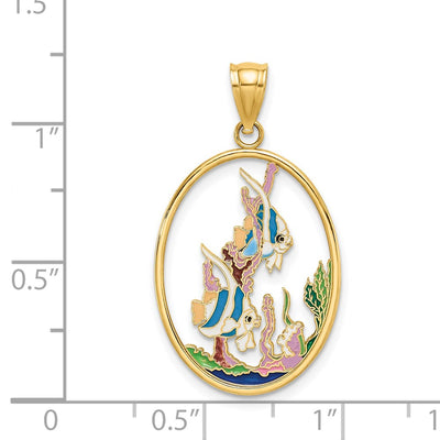 14K Enamel Angelfish In Underwater Scene Charm