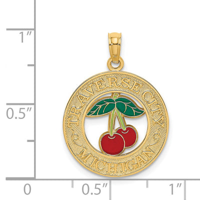 14K TRAVERSE CITY MI Enamel Cherry Charm