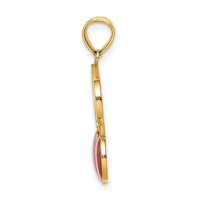 14K W/ Enamel Cherries With Leaf Charm