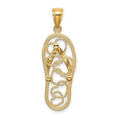 14K Multi Heart Flip-Flop w/ White Enamel Charm
