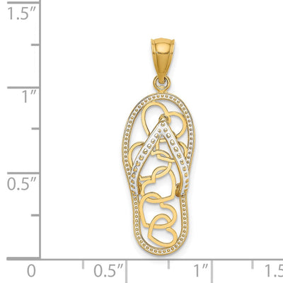 14K Multi Heart Flip-Flop w/ White Enamel Charm