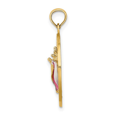14K SARASOTA Circle w/ Enamel Conch Shell Charm