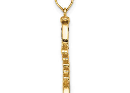 14k 3D Green Enamel Fish Bone Charm