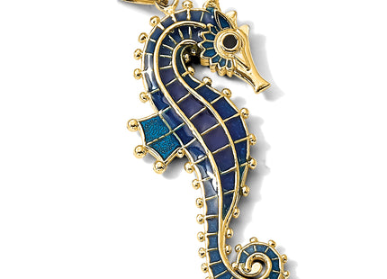 14K 3D Enameled Seahorse Pendant