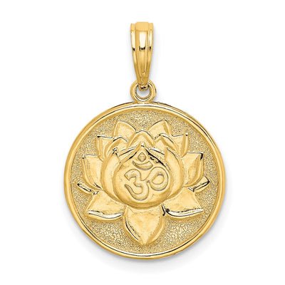 14K Enameled Om w/Lotus Flower on Reverse Charm