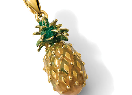 14K Enamel and Polished 3-D Pineapple Charm