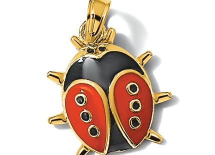 14K Enameled Ladybug Charm, 16.7 x 12.6mm