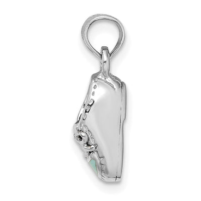 14K White Gold 3-D Light Blue Enamel Baby Shoe Charm