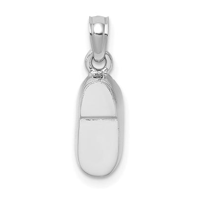 14K White Gold 3-D Pink Enamel Baby Shoe Charm
