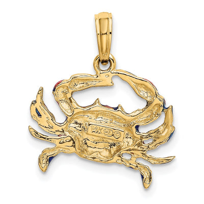 14K Blue Enamel Crab Charm