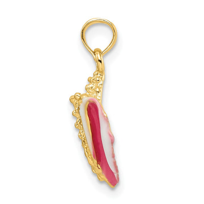 14K Textured and Enamel Conch Shell Pendant, 19 x 9.8mm