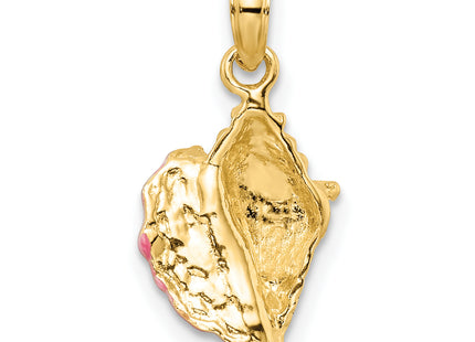 14k Textured and Enamel Conch Shell Pendant, 19 x 9.8mm