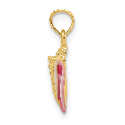 14K Textured and Enamel Conch Shell Pendant, 17 x 7.65mm