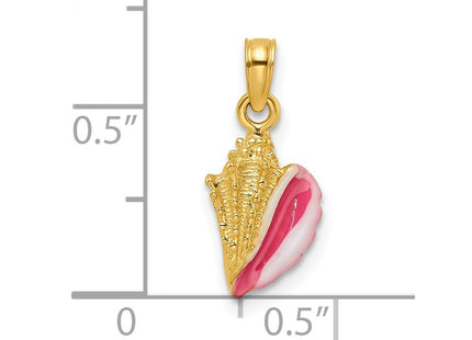 14k Textured and Enamel Conch Shell Pendant (Style K7093)