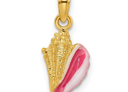 14k Textured and Enamel Conch Shell Pendant (Style K7093)