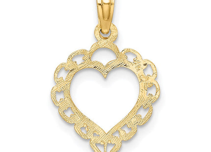 14K Heart w/ Lace Trim Charm (Style K7097)