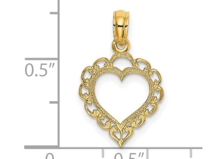 14K Heart w/ Lace Trim Charm (Style K7097)