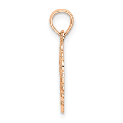 14K Rose Polished Lace Border Heart Pendant