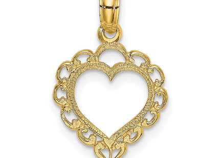 14K Heart w/ Lace Trim Charm (Style K7097)