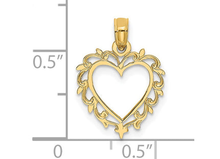 14K gold heart charm, another view