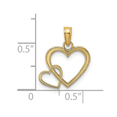 14K Flat Two Hearts Intertwined Charm