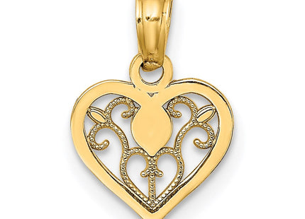14K Polished Filigree Heart Pendant (Style K7103)