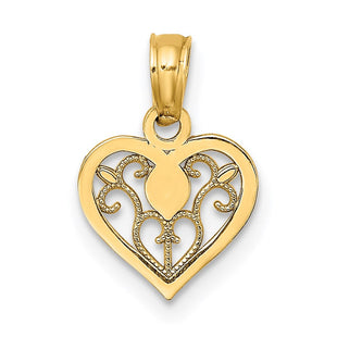 14K Polished Filigree Heart Pendant (Style K7103)