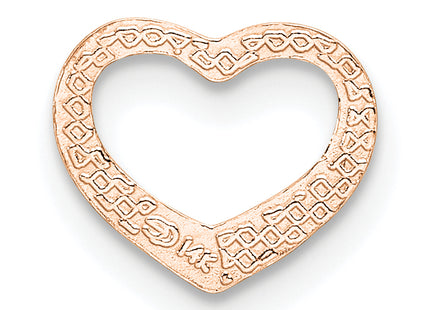 14K Rose Polished Heart Chain Slide, 12.2 x 9.75mm
