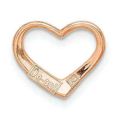 14K Rose Polished Heart Chain Slide, 14.2 x 12.25mm