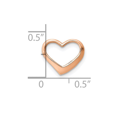 14K Rose Polished Heart Chain Slide, 14.2 x 12.25mm