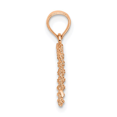 14K Rose Gold 3D Polished Rope Heart Pendant