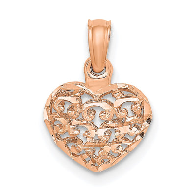 14K rose gold heart pendant