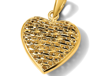 14K 3-D Diamond-cut Puffed Heart Charm