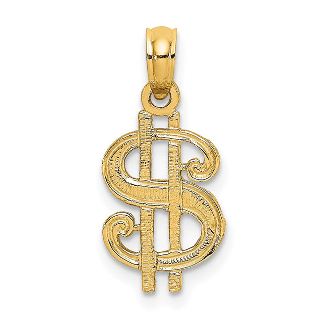 14k Dollar Sign Charm, 17.45 x 9.3mm
