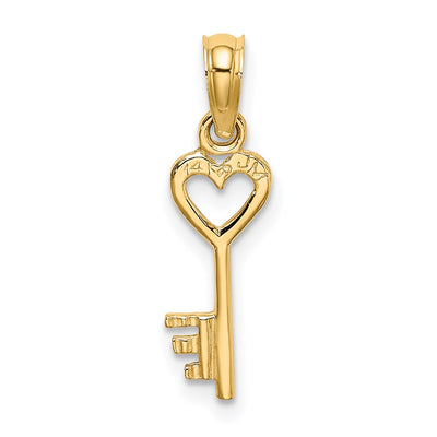 14K 3D Key w/ Heart Charm