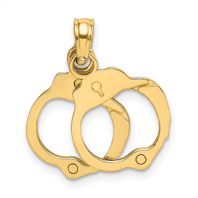 14K 2-Piece Handcuffs Charm, 14.3 x 13.95mm