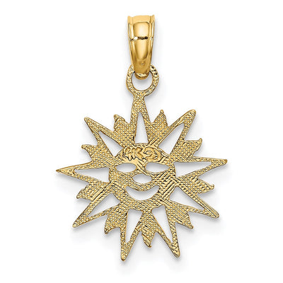 14K Smiling Sun Charm, 17.6 x 13.6mm