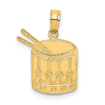 14K Polished Drum and Sticks Charm