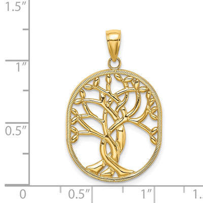 14K Tree of Life Celtic Knot in Oval Frame Pendant