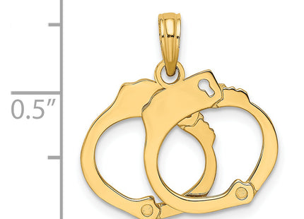 14K 2-Piece Handcuffs Charm, 14.3 x 13.95mm
