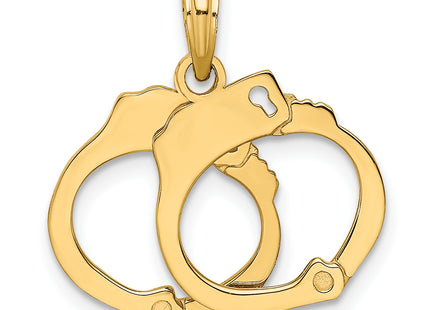 14K 2-Piece Handcuffs Charm, 14.3 x 13.95mm
