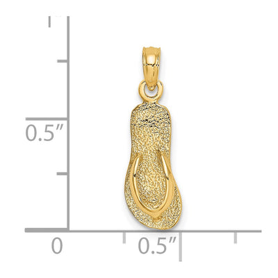14K Single Polished Strap Flip-Flop Charm, 20.6 x 6.7mm