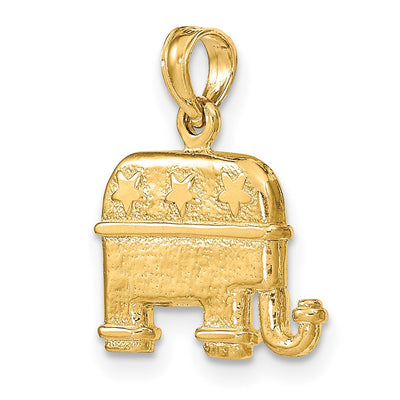 14K 3-D Textured Republican Elephant Charm