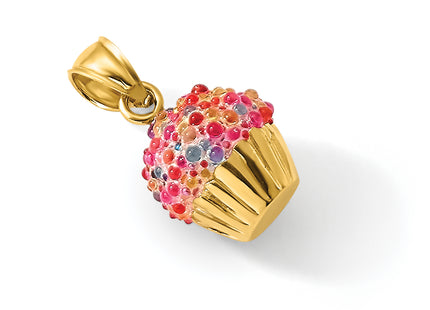 14K 3-D w/Colored Bead Icing Cupcake Charm
