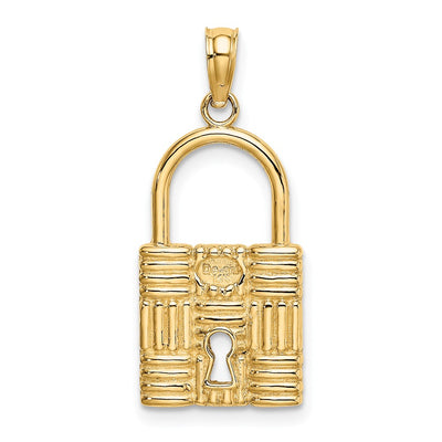 14K 3-D Padlock w/Key Hole Charm