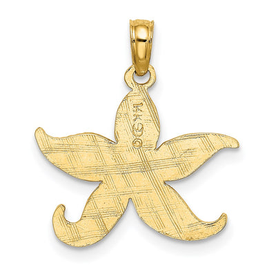 14K Flat Starfish Charm, 18 x 18.3mm