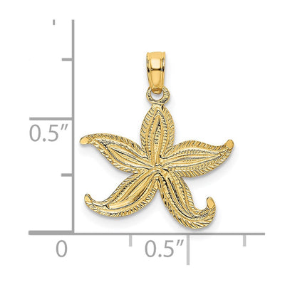 14K Flat Starfish Charm, 18 x 18.3mm