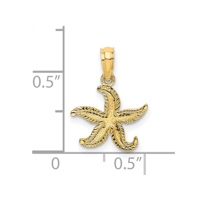 14K Flat Starfish Charm, 15 x 12.8mm