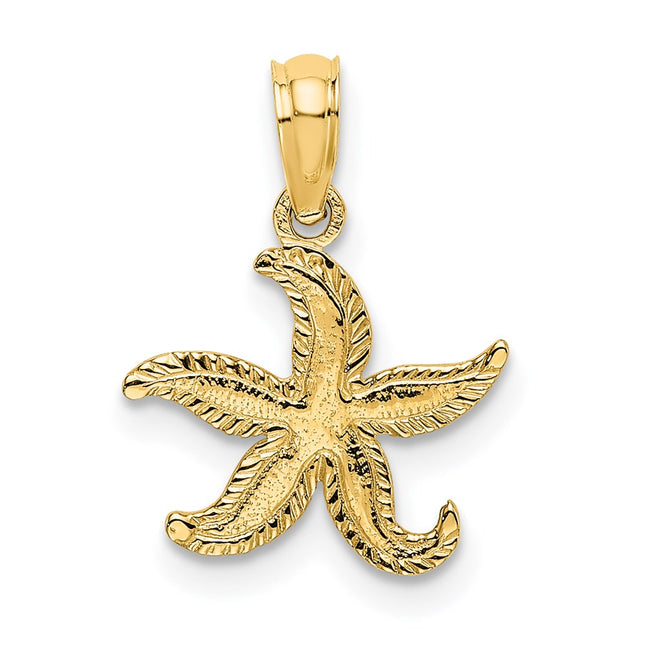 14K Flat Starfish Charm, 15 x 12.8mm